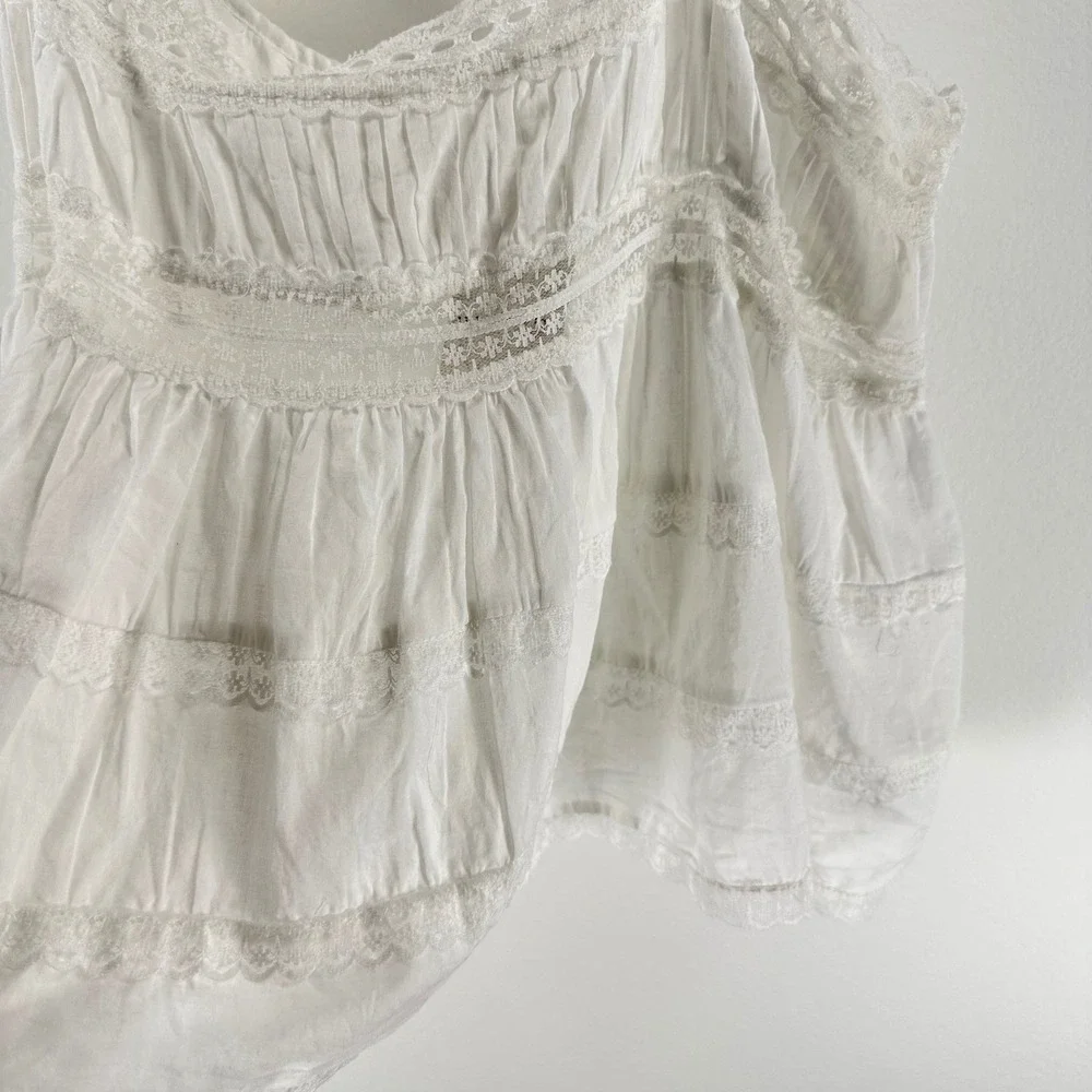 NWT Free People Intimately Women's L Darling Dreams Cami Top Lace Ivory Coquette